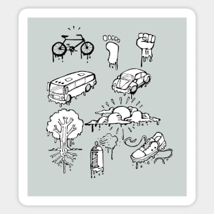 Urban mobility and transport drawings illustration Sticker